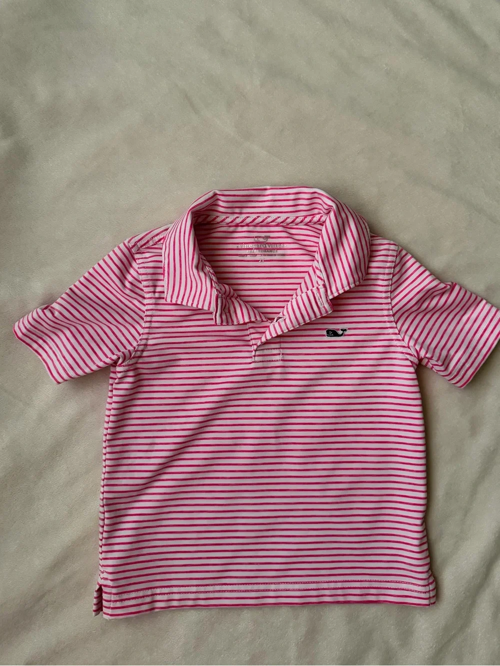 Vineyard Vines Pink and White Striped Polo - Kids